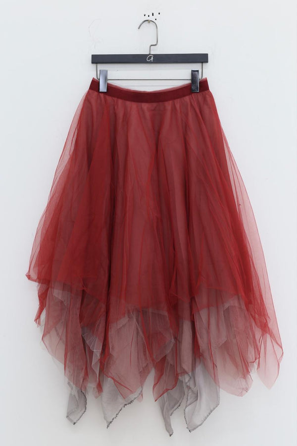 Marc le bihan tulle half skirt 2591 gun/grey red/gray